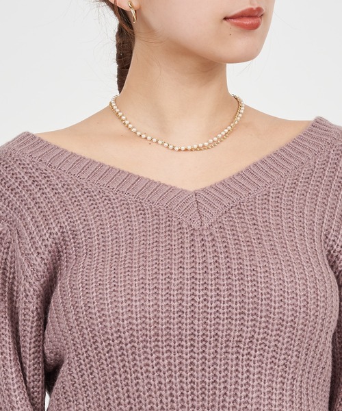 ROYAL PARTY（ロイヤルパーティー）の「2way畦編みニットトップス（ニット/セーター・レディース・オフホワイト/ブラック/ベージュ/ピンク・FREE）」の9枚目の写真