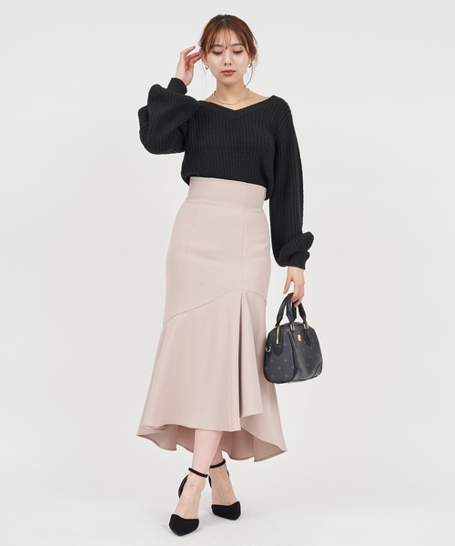 ROYAL PARTY（ロイヤルパーティー）の「2way畦編みニットトップス（ニット/セーター・レディース・オフホワイト/ブラック/ベージュ/ピンク・FREE）」の18枚目の写真