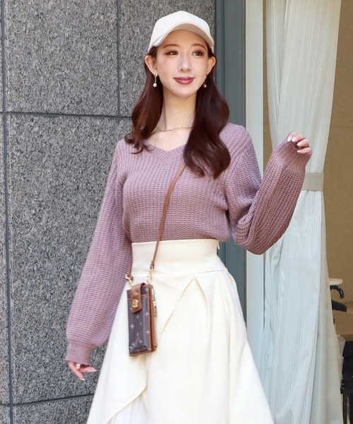 ROYAL PARTY（ロイヤルパーティー）の「2way畦編みニットトップス（ニット/セーター・レディース・オフホワイト/ブラック/ベージュ/ピンク・FREE）」の15枚目の写真