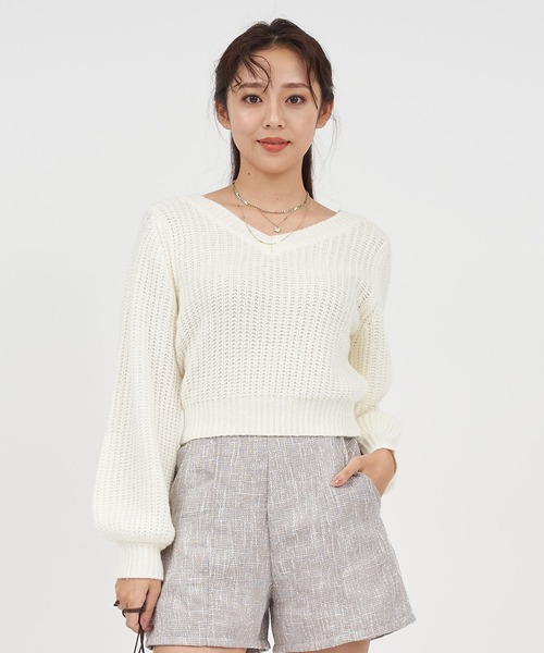 ROYAL PARTY（ロイヤルパーティー）の「2way畦編みニットトップス（ニット/セーター・レディース・オフホワイト/ブラック/ベージュ/ピンク・FREE）」の16枚目の写真