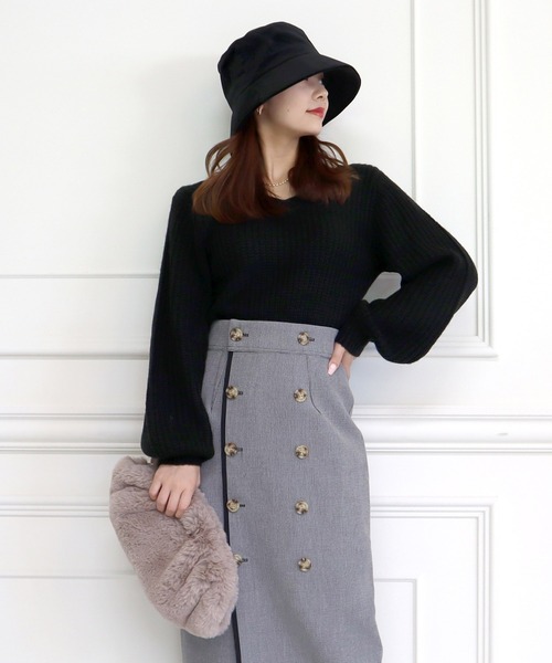 ROYAL PARTY（ロイヤルパーティー）の「2way畦編みニットトップス（ニット/セーター・レディース・オフホワイト/ブラック/ベージュ/ピンク・FREE）」の19枚目の写真