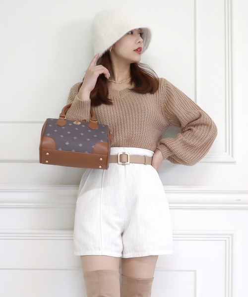 ROYAL PARTY（ロイヤルパーティー）の「2way畦編みニットトップス（ニット/セーター・レディース・オフホワイト/ブラック/ベージュ/ピンク・FREE）」の8枚目の写真