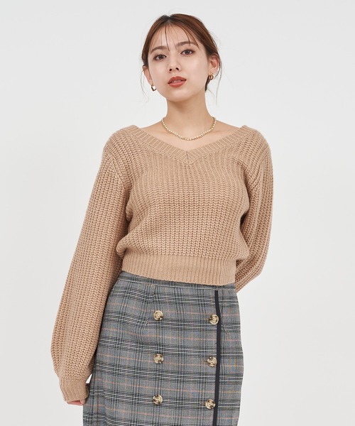 ROYAL PARTY（ロイヤルパーティー）の「2way畦編みニットトップス（ニット/セーター・レディース・オフホワイト/ブラック/ベージュ/ピンク・FREE）」の14枚目の写真