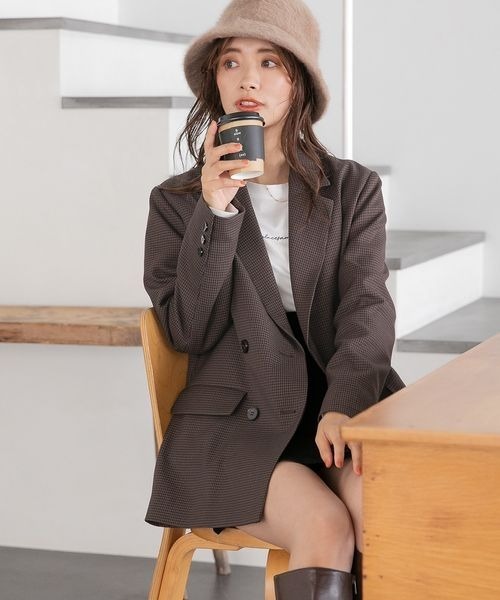 mysty woman（ミスティウーマン）の「無地チェックテーラードジャケット 126962（テーラードジャケット・レディース・モカ/ブラウン系その他/ベージュ系その他・FREE）」の10枚目の写真