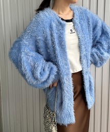 ボリュームシャギーニットカーディガン