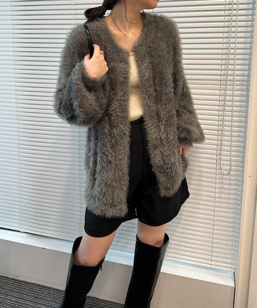 ボリュームシャギーニットカーディガン（カーディガン/ボレロ）｜solleim（ソルレム）