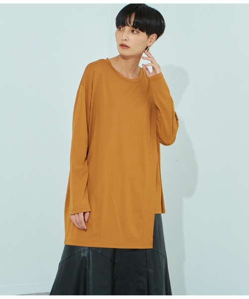 Settimissimo(セッティミッシモ)の「シルケット天竺レイヤードロングTシャツ(Tシャツ/カットソー・レディース・ブラック/グリーン/キャメル・FREE)」の11枚目の写真