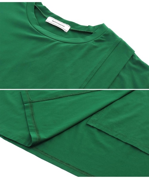 Settimissimo(セッティミッシモ)の「シルケット天竺レイヤードロングTシャツ(Tシャツ/カットソー・レディース・ブラック/グリーン/キャメル・FREE)」の17枚目の写真