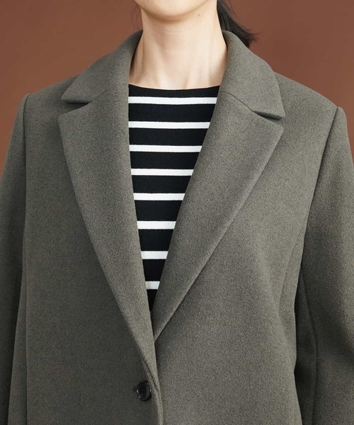 MICHEL KLEIN(ミッシェル・クラン)の「ニードルリバーチェスターコート(チェスターコート・レディース・カーキ/ブラック・38/40)」の6枚目の写真
