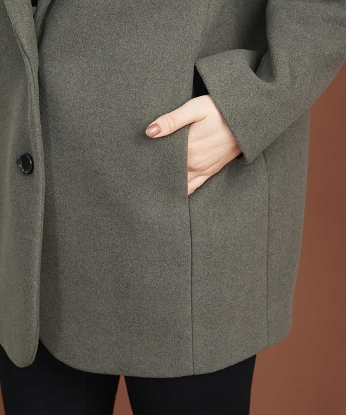 MICHEL KLEIN(ミッシェル・クラン)の「ニードルリバーチェスターコート(チェスターコート・レディース・カーキ/ブラック・38/40)」の8枚目の写真