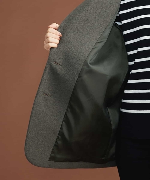 MICHEL KLEIN(ミッシェル・クラン)の「ニードルリバーチェスターコート(チェスターコート・レディース・カーキ/ブラック・38/40)」の10枚目の写真