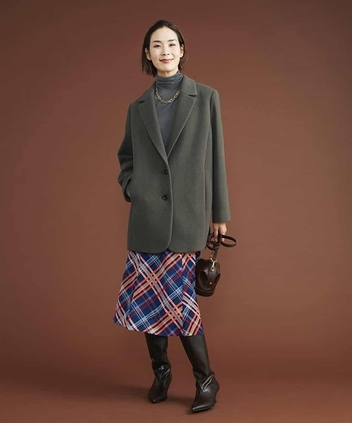 MICHEL KLEIN(ミッシェル・クラン)の「ニードルリバーチェスターコート(チェスターコート・レディース・カーキ/ブラック・38/40)」の16枚目の写真