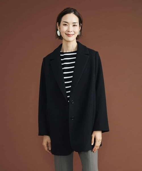 MICHEL KLEIN(ミッシェル・クラン)の「ニードルリバーチェスターコート(チェスターコート・レディース・カーキ/ブラック・38/40)」の18枚目の写真