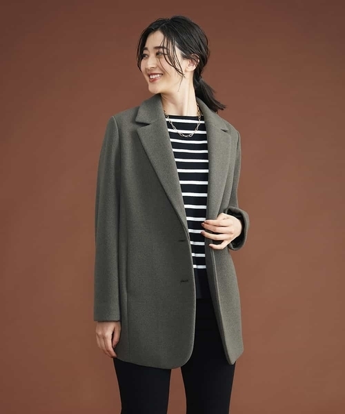 MICHEL KLEIN(ミッシェル・クラン)の「ニードルリバーチェスターコート(チェスターコート・レディース・カーキ/ブラック・38/40)」の21枚目の写真