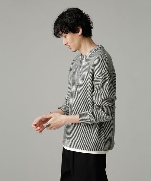 NANO universe(ナノユニバース)の「LB.03/ウールミックスダイアゴナルニット(ニット/セーター・メンズ・その他1/その他2/その他3・S/M/L)」の6枚目の写真