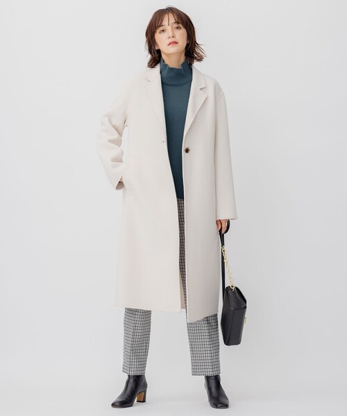 23区 S（ニジュウサンクチイサイサイズ）の「ウールリバー ロングコート（チェスターコート・レディース・ダークブラウン系/黄土色系/ベージュ系・30/32/34）」の15枚目の写真