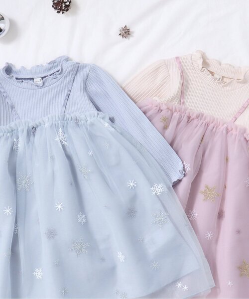 apres les cours（アプレレクール）の「snowflakeワンピース（ワンピース・キッズ・サックスブルー/ピンク・130/140/100/110/80/90/120）」の6枚目の写真
