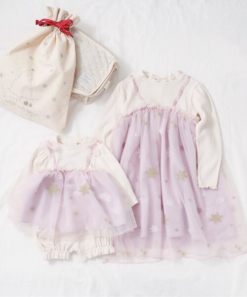 apres les cours（アプレレクール）の「snowflakeワンピース（ワンピース・キッズ・サックスブルー/ピンク・130/140/100/110/80/90/120）」の3枚目の写真