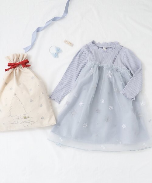 apres les cours（アプレレクール）の「snowflakeワンピース（ワンピース・キッズ・サックスブルー/ピンク・130/140/100/110/80/90/120）」の5枚目の写真