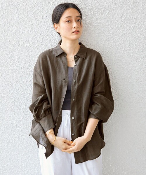 〈手洗い可能〉サフィランリネンシャツ23SS◆