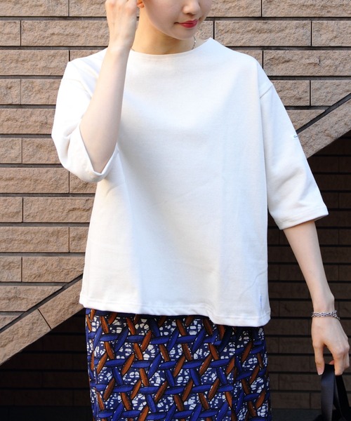 ORCIVAL(オーシバル)の「ORCIVAL/オーシバル コットンロード ワイドボートネックハーフスリーブ ソリッド WIDE BOATNECK HALFSLEEVE SOLID B248 23SS(Tシャツ/カットソー・レディース・ブラック/ナチュラル/ホワイト・1)」の22枚目の写真
