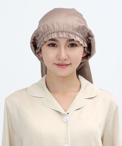 Esime（エシミー）の「シルク100％ ロング対応 ナイトキャップ（その他ルームウェア・レディース・ベージュ/ネイビー/ブラウン/グレー/ピンク/ベージュ系その他/ブラック/サーモンピンク/ピンクベージュ/ライラック・FREE）」の5枚目の写真