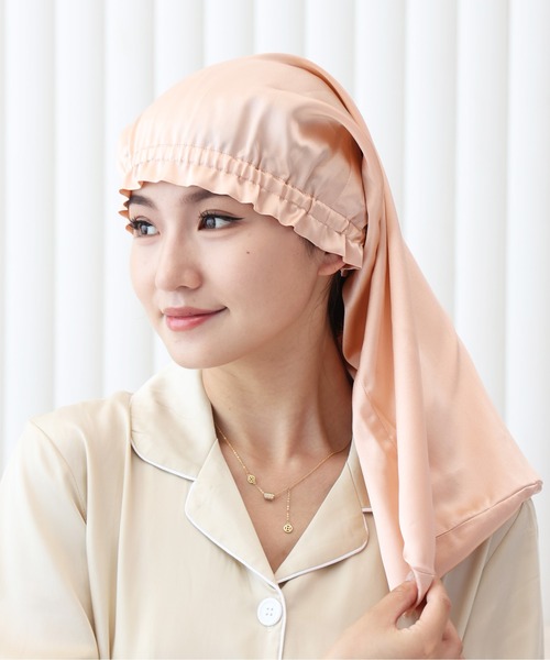 Esime（エシミー）の「シルク100％ ロング対応 ナイトキャップ（その他ルームウェア・レディース・ベージュ/ネイビー/ブラウン/グレー/ピンク/ベージュ系その他/ブラック/サーモンピンク/ピンクベージュ/ライラック・FREE）」の9枚目の写真