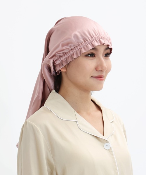 Esime（エシミー）の「シルク100％ ロング対応 ナイトキャップ（その他ルームウェア・レディース・ベージュ/ネイビー/ブラウン/グレー/ピンク/ベージュ系その他/ブラック/サーモンピンク/ピンクベージュ/ライラック・FREE）」の7枚目の写真