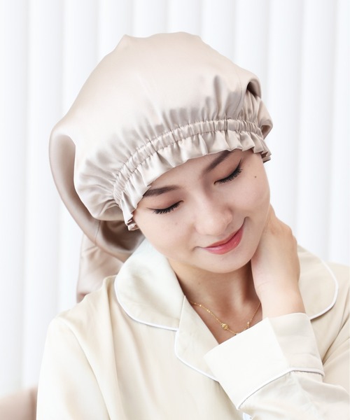 Esime（エシミー）の「シルク100％ ロング対応 ナイトキャップ（その他ルームウェア・レディース・ベージュ/ネイビー/ブラウン/グレー/ピンク/ベージュ系その他/ブラック/サーモンピンク/ピンクベージュ/ライラック・FREE）」の19枚目の写真