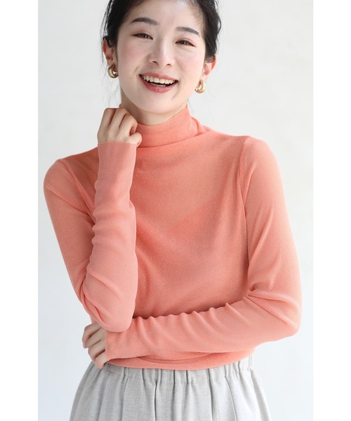 cawaii（カワイイ）の「色足しカラーレイヤードシアーインナーハイネック　イロタス（Tシャツ/カットソー・レディース・オレンジ/パープル/グリーン/サーモンピンク/イエロー・S-M）」の4枚目の写真