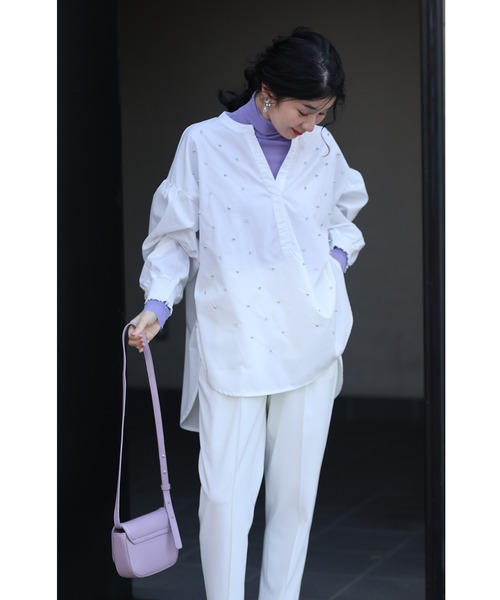 cawaii（カワイイ）の「色足しカラーレイヤードシアーインナーハイネック　イロタス（Tシャツ/カットソー・レディース・オレンジ/パープル/グリーン/サーモンピンク/イエロー・S-M）」の18枚目の写真