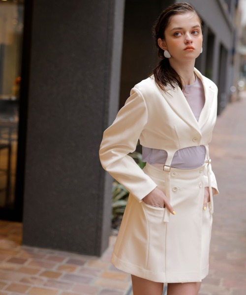 【セール】フロントボタンカラーミニスカート（スカート）｜eimy istoire（エイミーイストワール）