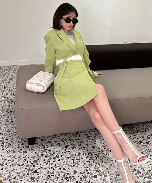 フロントボタンカラーミニスカート（スカート）｜eimy istoire