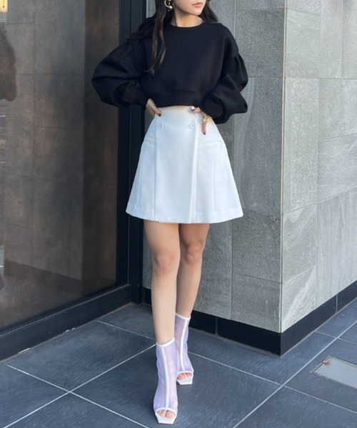 eimy istoire フロントボタンカラーミニスカート EIMY ISTOIRE スカート フロントボタンカラーミニスカート