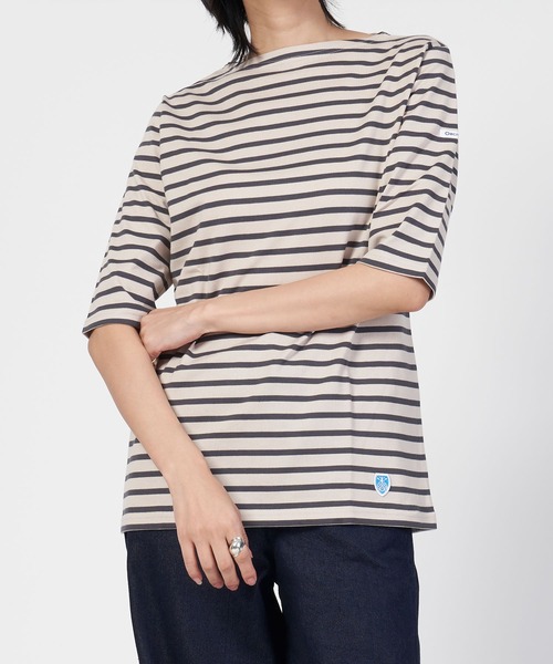 ORCIVAL／BFJ_BOAT NECK H／S P.O. Mini French Terry Boat Neck Sweater Navy - Orcival since 1939