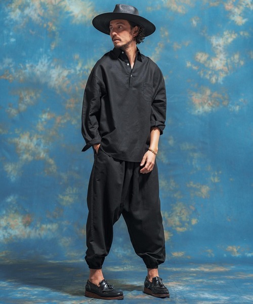 Jih Nunc（ジーヌンク）の「ms5288-コットンリネンプルオーバーシャツ（シャツ/ブラウス・メンズ・ブラック/ライトベージュ/カーキ・M/S/L）」の12枚目の写真