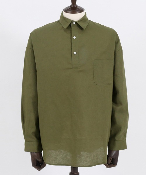 Jih Nunc コットンリネンプルオーバーシャツ Khaki L