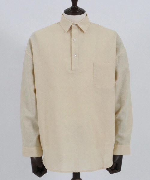 Jih Nunc（ジーヌンク）の「ms5288-コットンリネンプルオーバーシャツ（シャツ/ブラウス・メンズ・ブラック/ライトベージュ/カーキ・M/S/L）」の21枚目の写真