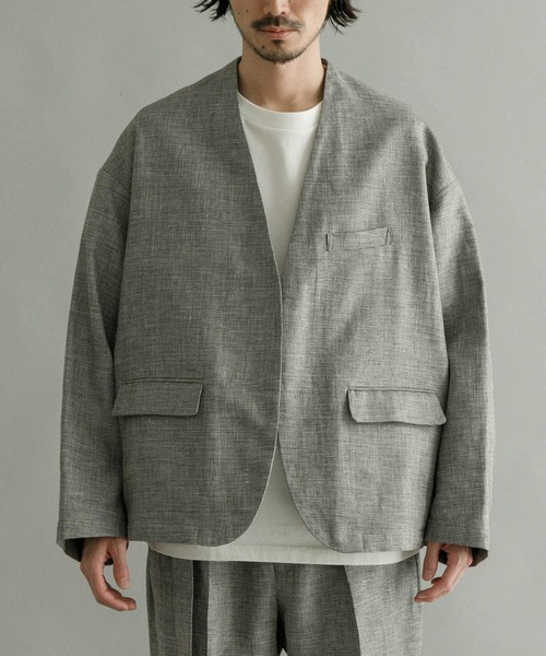SEEALL（シーオール）の「SEEALL　EXTRAOVER COLLARLESS JACKET（その他アウター・メンズ・ブラウン・4/3）」の8枚目の写真