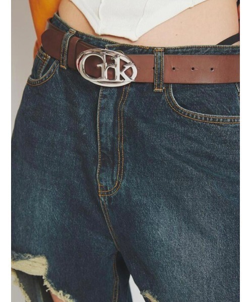CRANK（クランク）の「韓国ブランド CRANK/クランク LOGO BUCKLE LEATHER BELT/ ベルト レディース  ベルト 太め ロゴベルト レザーベルト ベルト 革（ベルト・レディース・ブラック/ブラウン・ONE SIZE）」の9枚目の写真