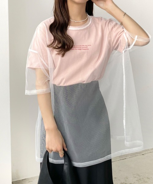 callautia(カラウティア)の「メッシュシアーオーバーTシャツ(Tシャツ/カットソー・レディース・ブラック/ブラウン/ホワイト・SMALL/MEDIUM/LARGE)」の6枚目の写真