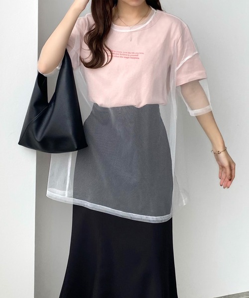 callautia(カラウティア)の「メッシュシアーオーバーTシャツ(Tシャツ/カットソー・レディース・ブラック/ブラウン/ホワイト・SMALL/MEDIUM/LARGE)」の7枚目の写真