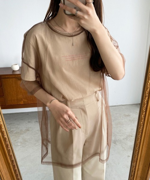 callautia(カラウティア)の「メッシュシアーオーバーTシャツ(Tシャツ/カットソー・レディース・ブラック/ブラウン/ホワイト・SMALL/MEDIUM/LARGE)」の11枚目の写真