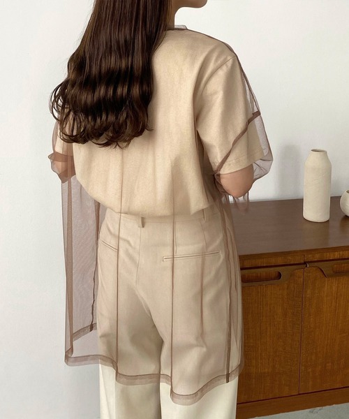 callautia(カラウティア)の「メッシュシアーオーバーTシャツ(Tシャツ/カットソー・レディース・ブラック/ブラウン/ホワイト・SMALL/MEDIUM/LARGE)」の12枚目の写真