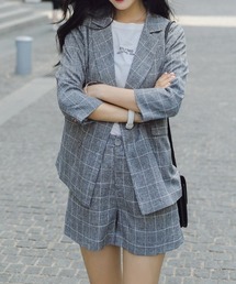 NO WAY（ノーウェイ）の「【Bz】【LAnGe】チェックジャケット＆ショーツ セットアップ（テーラードジャケット）」
