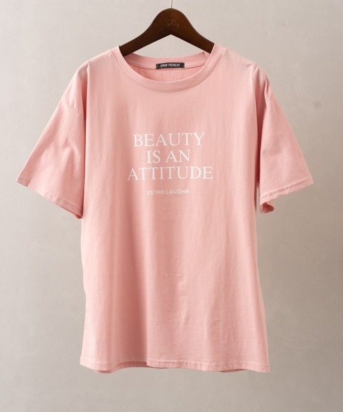 SpRay(スプレイ)の「ロゴTシャツ(Tシャツ/カットソー・レディース・ライトグリーン/ホワイト/サックスブルー/ブラック/ピンク/ベージュ・FREE)」の6枚目の写真