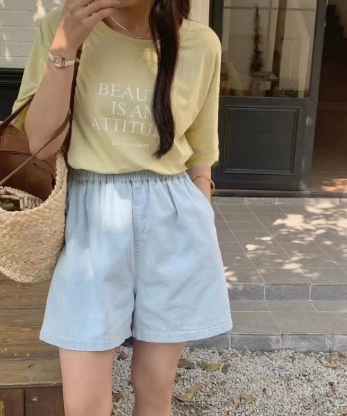 SpRay(スプレイ)の「ロゴTシャツ(Tシャツ/カットソー・レディース・ライトグリーン/ホワイト/サックスブルー/ブラック/ピンク/ベージュ・FREE)」の4枚目の写真