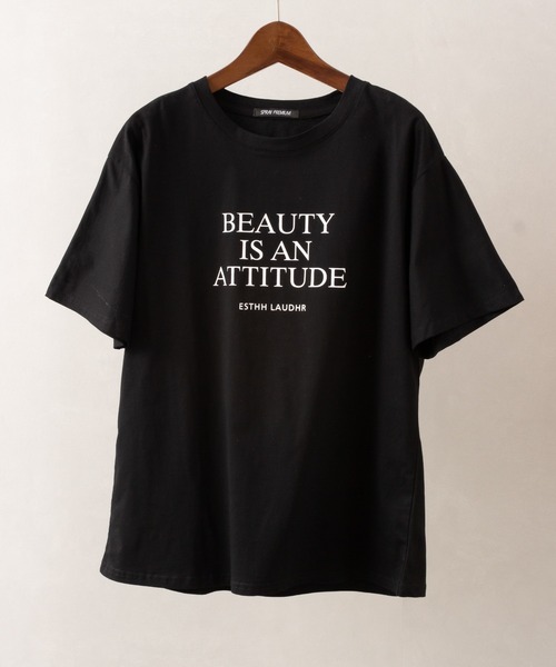 SpRay(スプレイ)の「ロゴTシャツ(Tシャツ/カットソー・レディース・ライトグリーン/ホワイト/サックスブルー/ブラック/ピンク/ベージュ・FREE)」の2枚目の写真