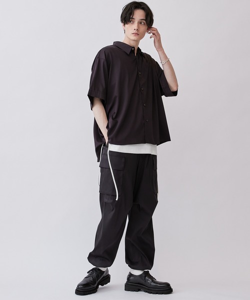 Lui's（ルイス）の「バンブーレーヨンエアリーショートスリーブシャツ（シャツ/ブラウス・メンズ・ホワイト/ブラック/グレー・FREE）」の10枚目の写真