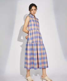 チェックロングワンピース